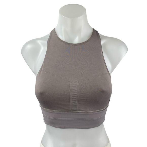 Lululemon Energy High-Neck Longline Gray Yoga Athletic Sports Bra Crop Top Sz 4 - Picture 1 of 4